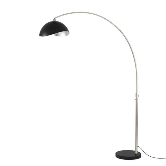 Nova California Float Luna Bella 92in 1-Light Arc Lamp | Modern Matte Black and Silver Metal Shade | Living Room & Reading | Model 2114819MS