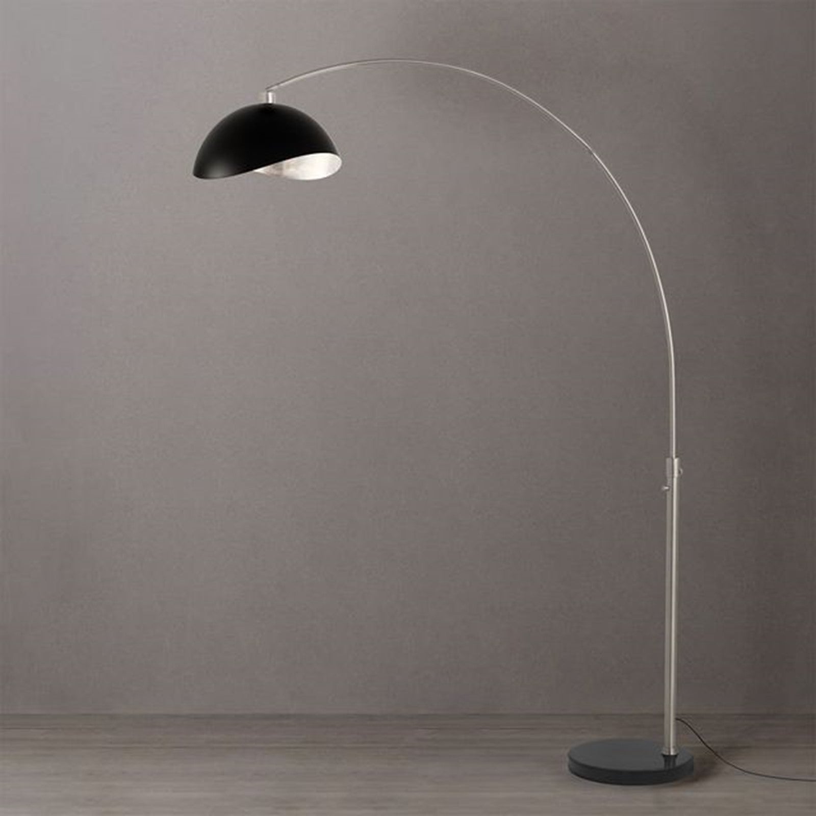Nova California Float Luna Bella 92in 1-Light Arc Lamp | Modern Matte Black and Silver Metal Shade | Living Room & Reading | Model 2114819MS