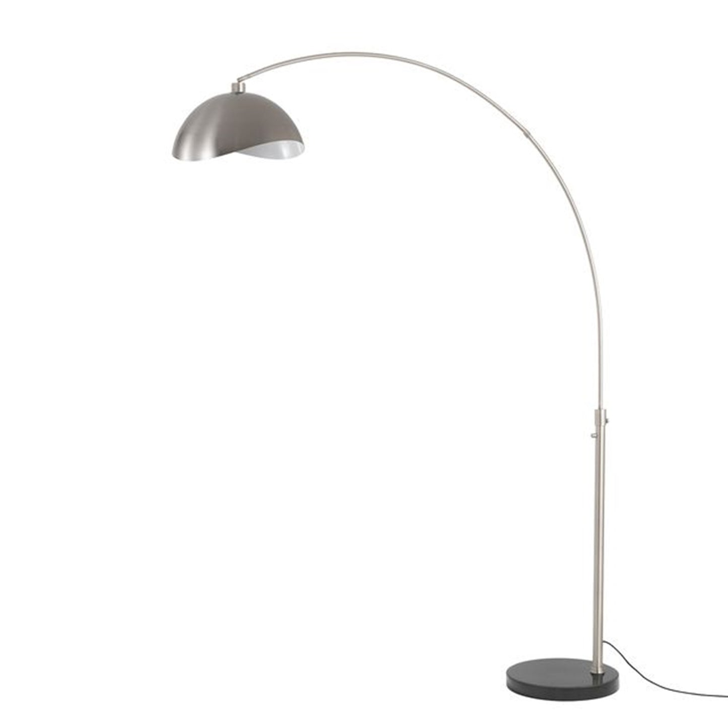 Nova California Float Luna Bella 92in 1-Light Arc Lamp | Modern Satin Nickel and White Metal Shade | Living Room & Reading | Model 2114819SN