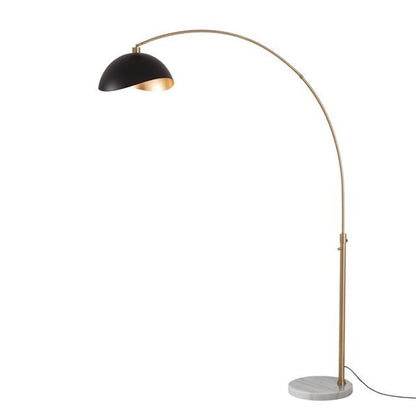 Nova California Float Luna Bella 92in 1-Light Arc Lamp | Modern Matte Black/Gold Steel and Weathered Brass | Living Room & Home | Model 2114821MG