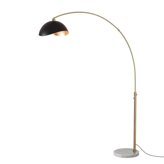 Nova California Float Luna Bella 92in 1-Light Arc Lamp | Modern Matte Black/Gold Steel and Weathered Brass | Living Room & Home | Model 2114821MG