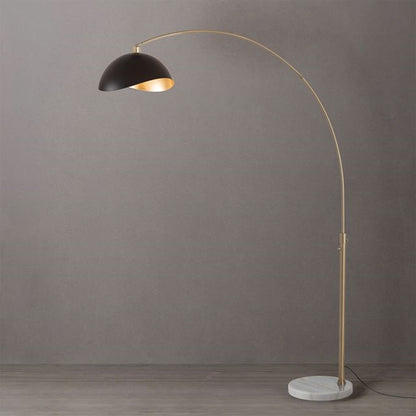 Nova California Float Luna Bella 92in 1-Light Arc Lamp | Modern Matte Black/Gold Steel and Weathered Brass | Living Room & Home | Model 2114821MG