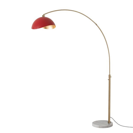 Nova California Float Luna Bella 92in 1-Light Arc Lamp | Modern Red/Gold Steel and Weathered Brass | Living Room & Home Office | Model 2114821RG