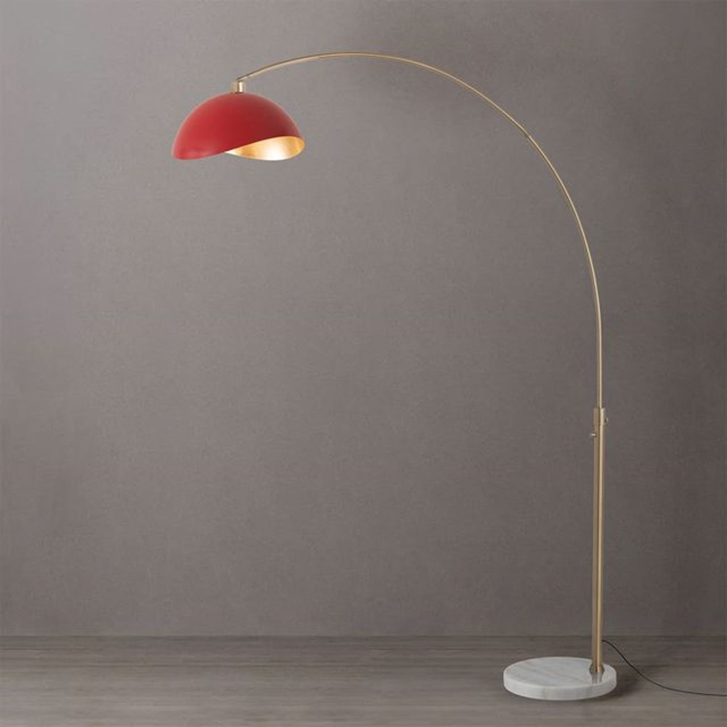 Nova California Float Luna Bella 92in 1-Light Arc Lamp | Modern Red/Gold Steel and Weathered Brass | Living Room & Home Office | Model 2114821RG