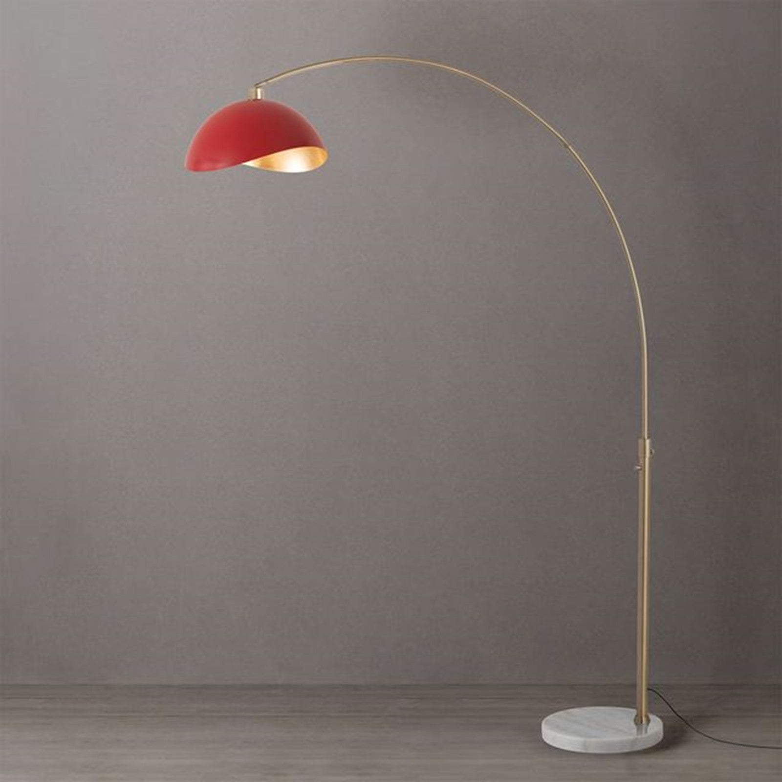 Nova California Float Luna Bella 92in 1-Light Arc Lamp | Modern Red/Gold Steel and Weathered Brass | Living Room & Home Office | Model 2114821RG