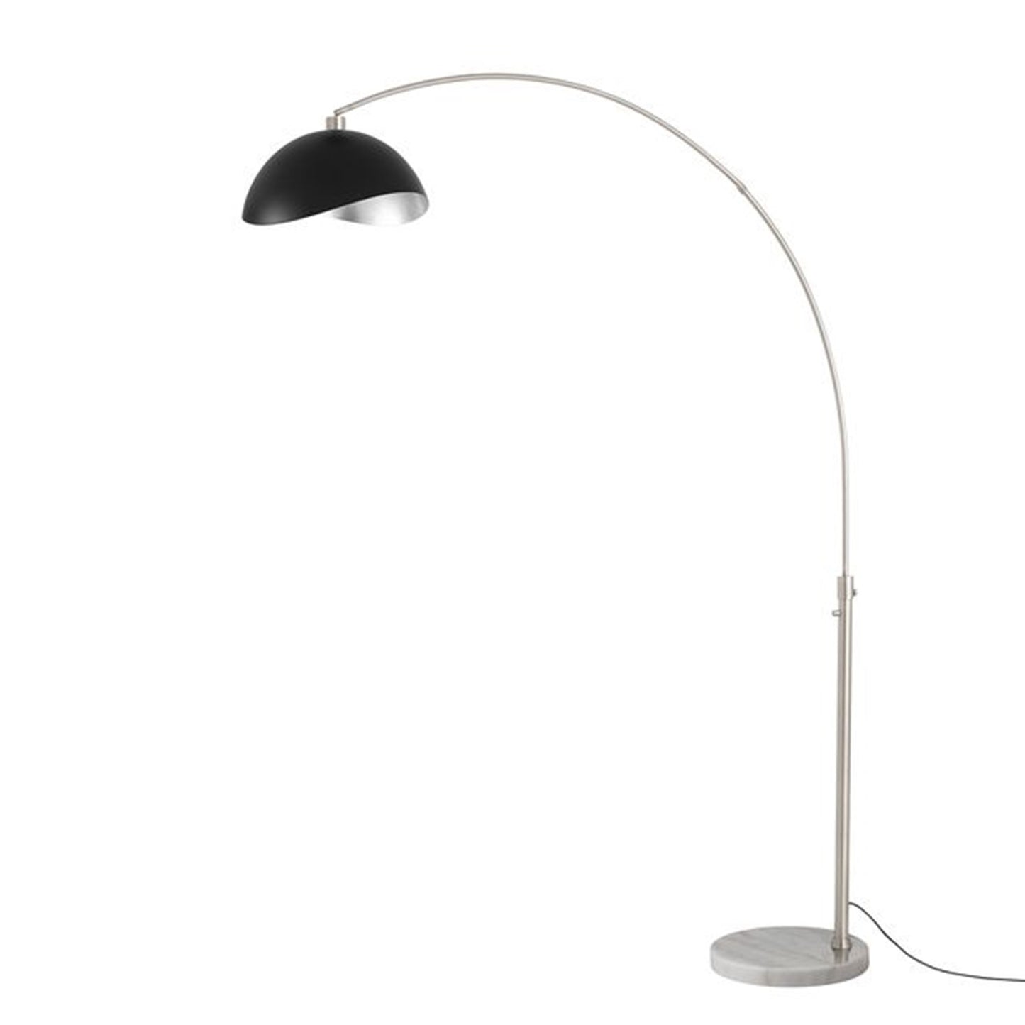 Nova California Float Luna Bella 92in 1-Light Arc Lamp | Modern Matte Black/Silver Steel Shade and Satin Nickel Steel Body | Living | Model 2114822MS