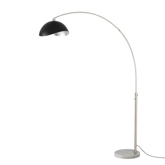 Nova California Float Luna Bella 92in 1-Light Arc Lamp | Modern Matte Black/Silver Steel Shade and Satin Nickel Steel Body | Living | Model 2114822MS
