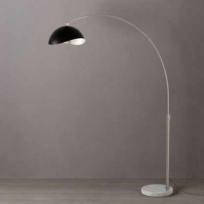 Nova California Float Luna Bella 92in 1-Light Arc Lamp | Modern Matte Black/Silver Steel Shade and Satin Nickel Steel Body | Living | Model 2114822MS