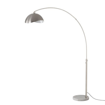 Nova California Float Luna Bella 92in 1-Light Arc Lamp | Modern Satin Nickel/White Steel Shade and Satin Nickel Steel Body | Living | Model 2114822SN