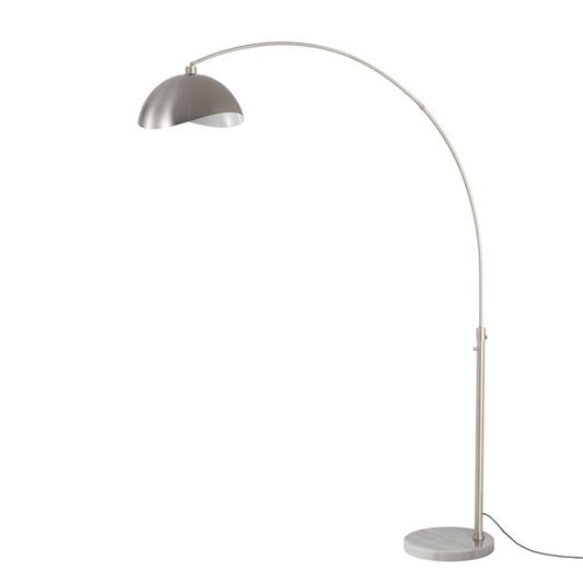Nova California Float Luna Bella 92in 1-Light Arc Lamp | Modern Satin Nickel/White Steel Shade and Satin Nickel Steel Body | Living | Model 2114822SN