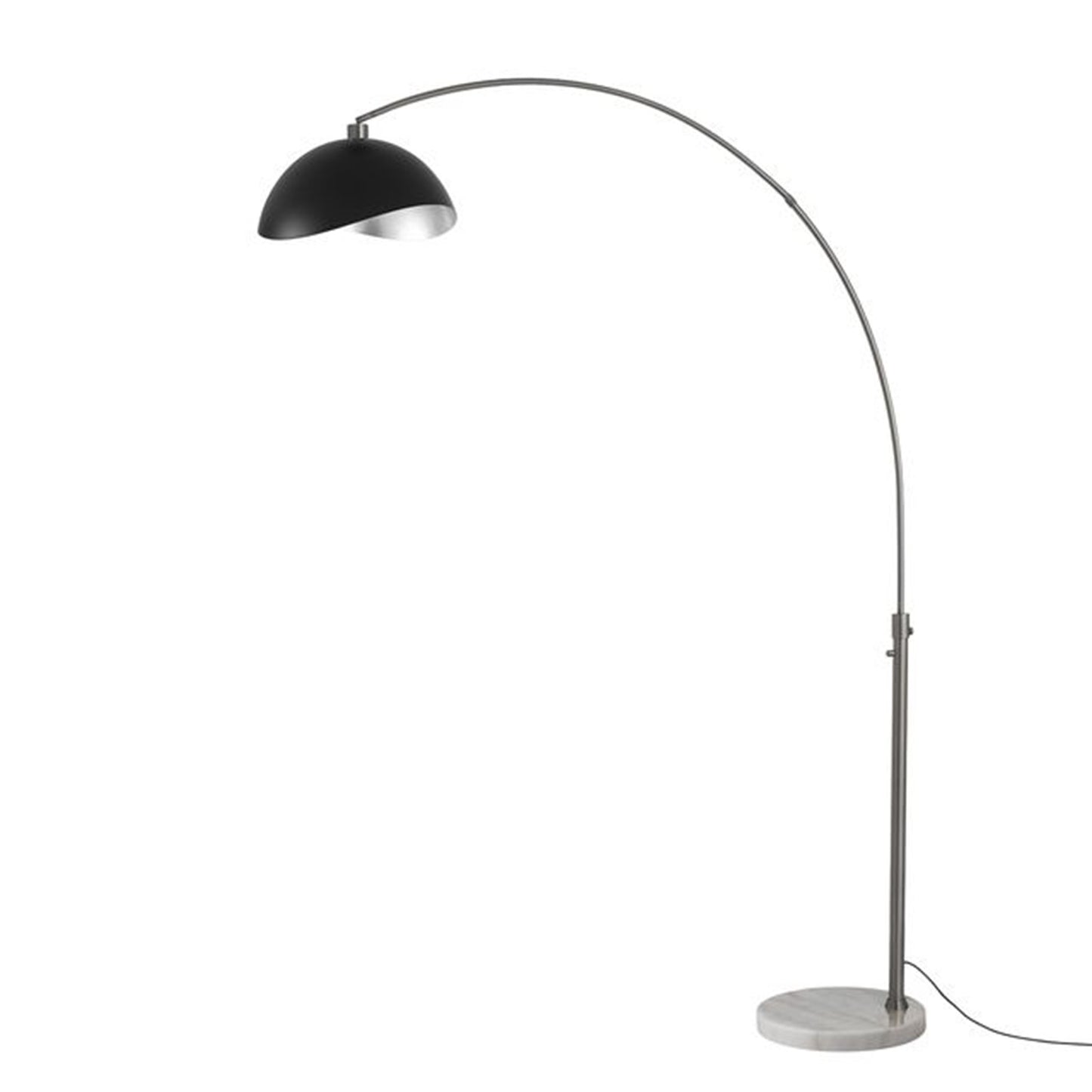 Nova California Float Luna Bella 92in 1-Light Arc Lamp | Industrial Matte Black/Silver Steel Shade and Black Nickel Steel Body | Model 2114823MS