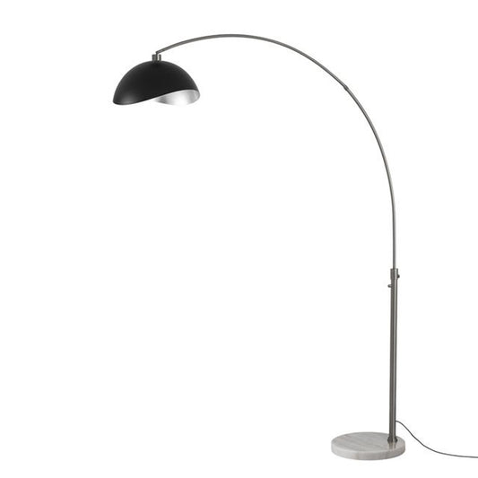 Nova California Float Luna Bella 92in 1-Light Arc Lamp | Industrial Matte Black/Silver Steel Shade and Black Nickel Steel Body | Model 2114823MS