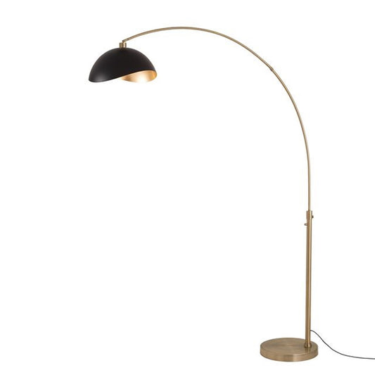 Nova California Float Luna Bella 92in 1-Light Arc Lamp | Modern Weathered Brass and Matte Black/Gold Metal Shade | Living Room & | Model 2114824MG