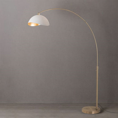 Nova California Float Luna Bella 92in 1-Light Arc Lamp | Modern Weathered Brass and White/Gold Metal Shade | Living Room & Home | Model 2114824WG