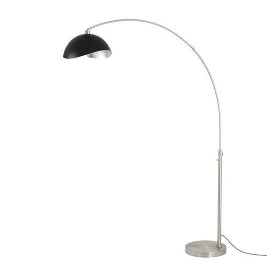 Nova California Float Luna Bella 92in 1-Light Arc Lamp | Modern Satin Nickel and Matte Black/Silver Steel Shade | Living Room & | Model 2114825MS