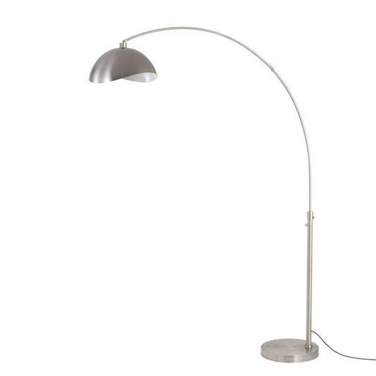 Nova California Float Luna Bella 92in 1-Light Arc Lamp | Modern Satin Nickel and White Steel Shade | Living Room & Home Office | Model 2114825SN