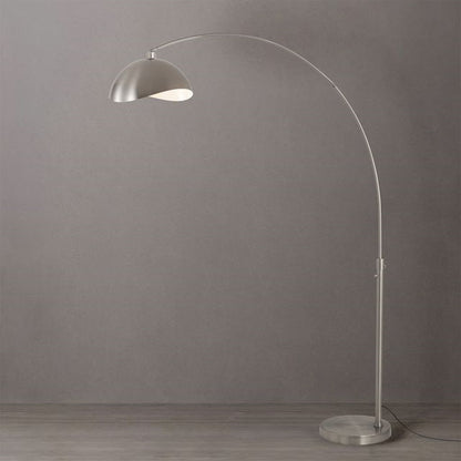 Nova California Float Luna Bella 92in 1-Light Arc Lamp | Modern Satin Nickel and White Steel Shade | Living Room & Home Office | Model 2114825SN