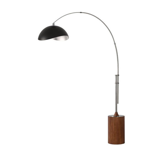 Nova California Tambo Luna Bella 92in 1-Light Arc Lamp | Mid-Century Modern Matte Black/Silver Steel Shade and Satin Nickel Body | Model 2114833MS