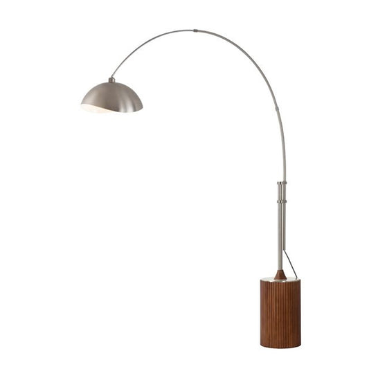Nova California Tambo Luna Bella 92in 1-Light Arc Lamp | Mid-Century Modern Satin Nickel and White Metal Shade | Living Room & | Model 2114833SN