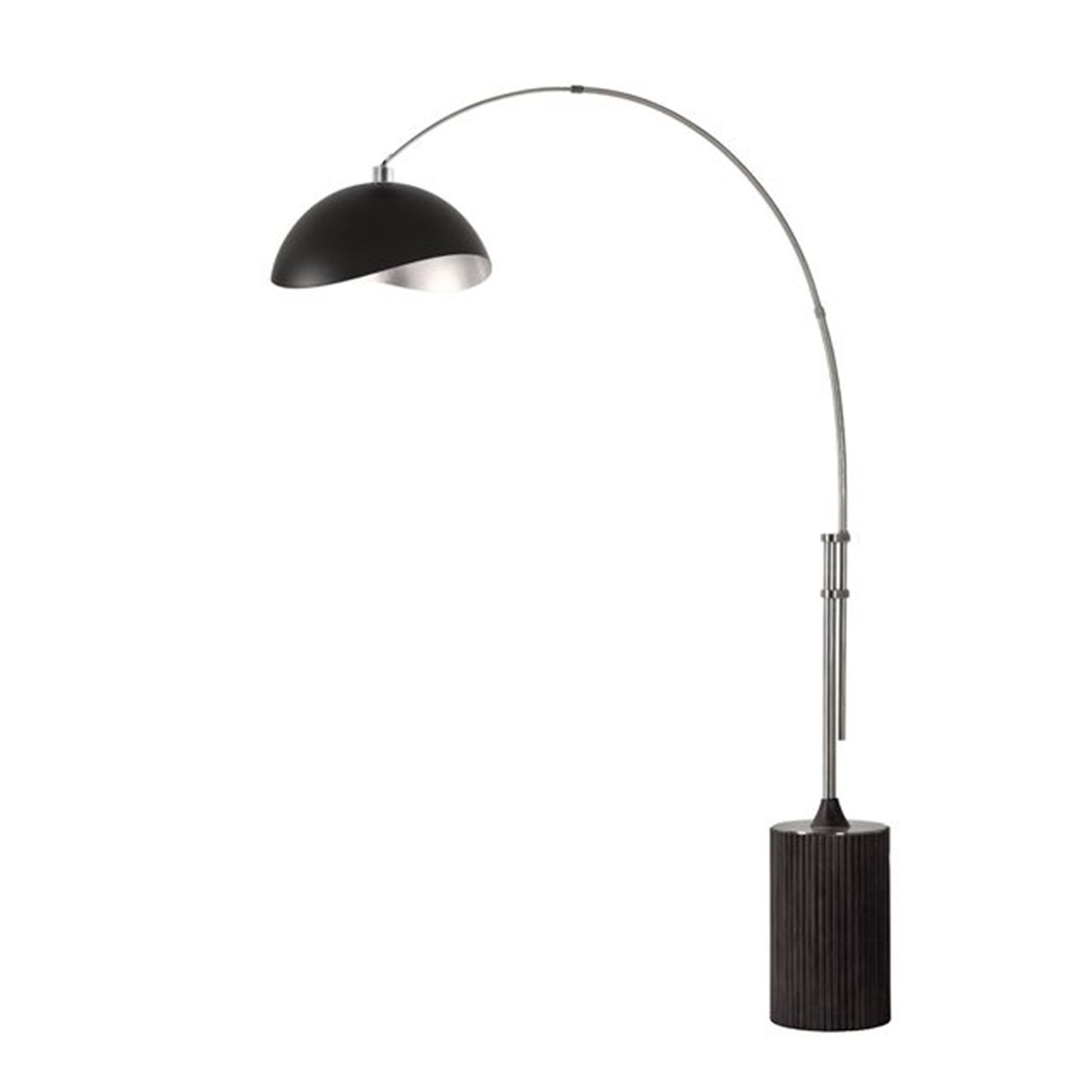 Nova California Tambo Luna Bella 92in 1-Light Arc Lamp | Mid-Century Matte Black/Silver Steel and Satin Nickel | Living Room & Home | Model 2114834MS