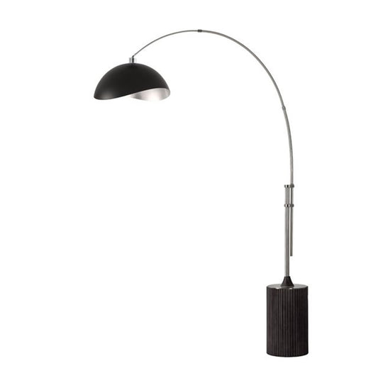 Nova California Tambo Luna Bella 92in 1-Light Arc Lamp | Mid-Century Matte Black/Silver Steel and Satin Nickel | Living Room & Home | Model 2114834MS