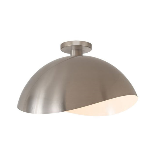 Nova California Luna Bella 17in 1-Light Flush Mount | Modern Satin Nickel and White Metal Hemisphere | Hallway & Dining Room | Model 2114842SN