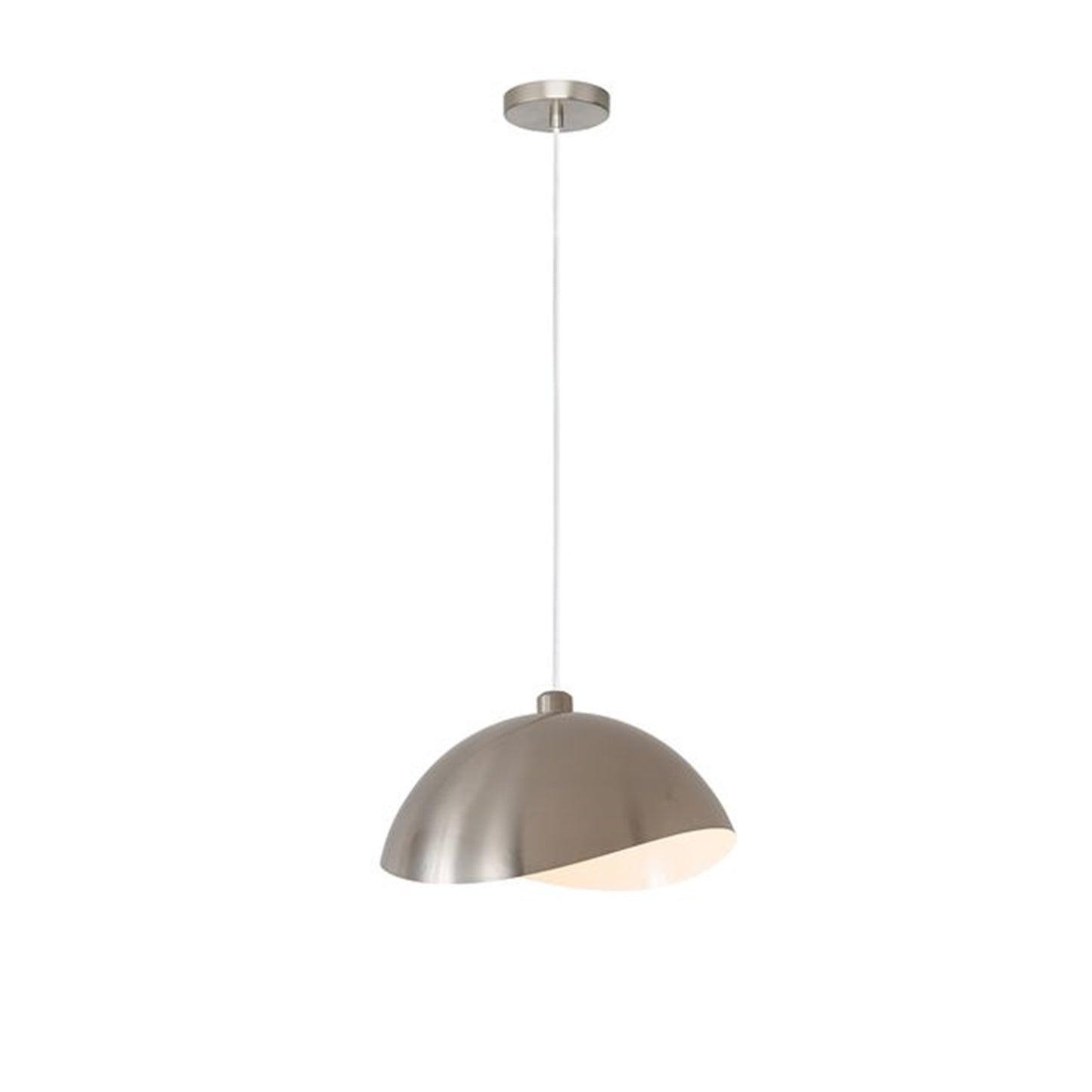 Nova California Luna Bella 15in 1-Light Pendant | Modern Satin Nickel and Satin Nickel/White Steel | Kitchen Island & Dining Room | Model 2114846SN