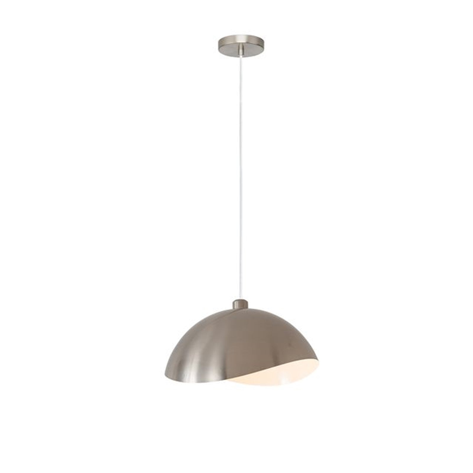 Nova California Luna Bella 15in 1-Light Pendant | Modern Satin Nickel and Satin Nickel/White Steel | Kitchen Island & Dining Room | Model 2114846SN