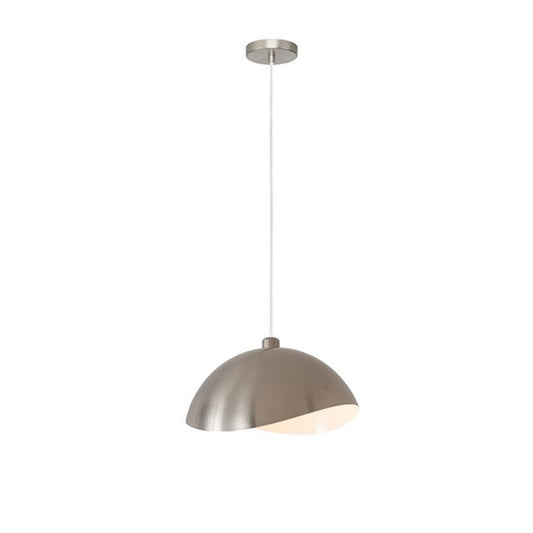 Nova California Luna Bella 15in 1-Light Pendant | Modern Satin Nickel and Satin Nickel/White Steel | Kitchen Island & Dining Room | Model 2114846SN