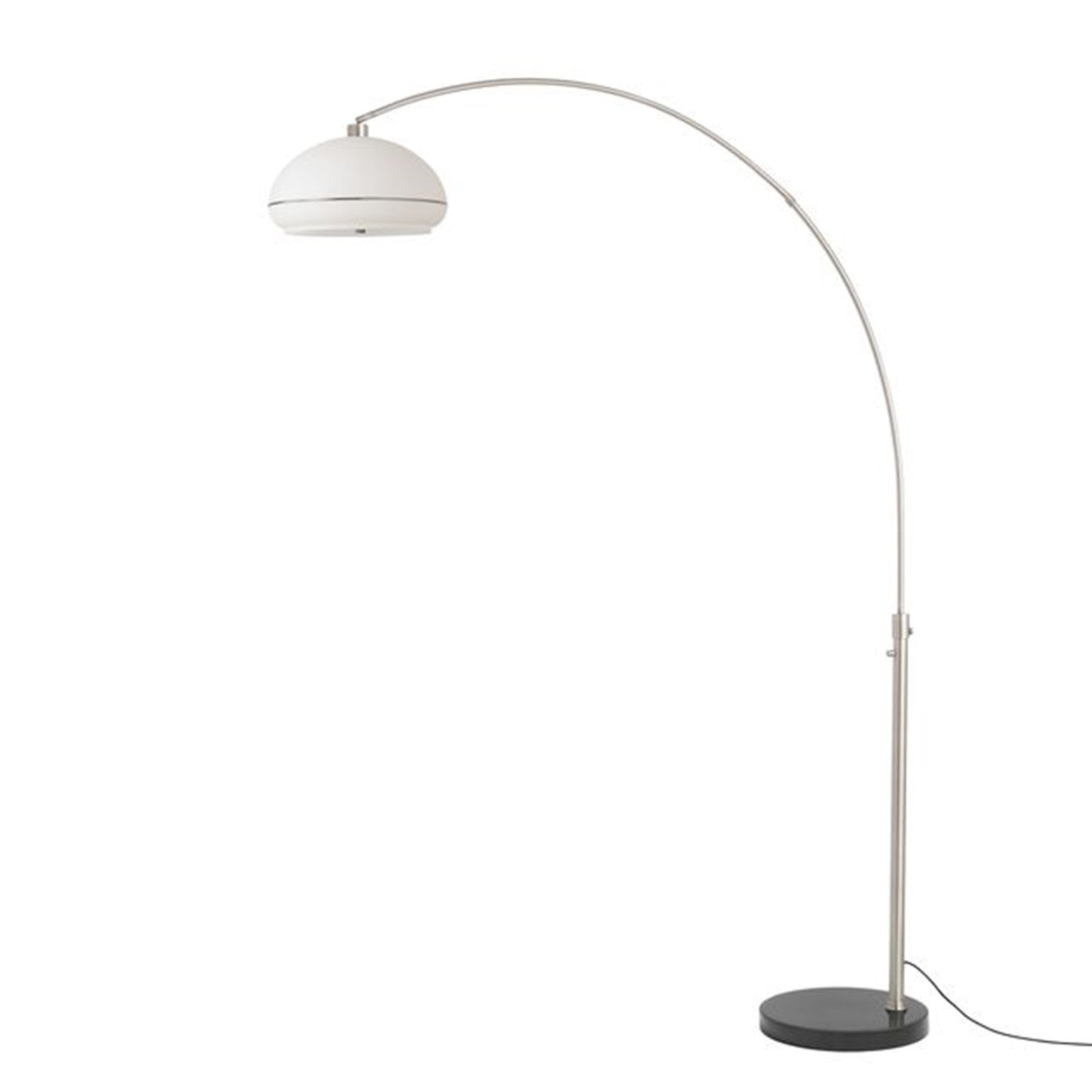 Nova California Float Morelli 92in 1-Light Arc Lamp | Modern Satin Nickel and White Lucite Shade | Living Room & Reading | Model 2115819SN