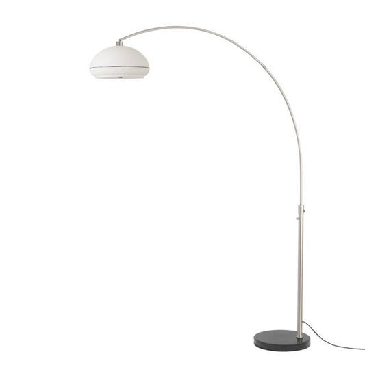 Nova California Float Morelli 92in 1-Light Arc Lamp | Modern Satin Nickel and White Lucite Shade | Living Room & Reading | Model 2115819SN