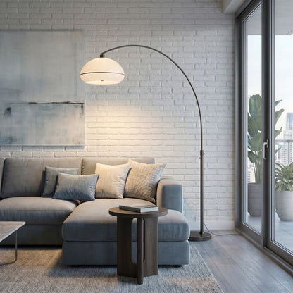 Nova California Float Morelli 85in 1-Light Arc Lamp | Modern White Lucite and Black Nickel | Living Room & Reading Nook | Model 2115820BKN