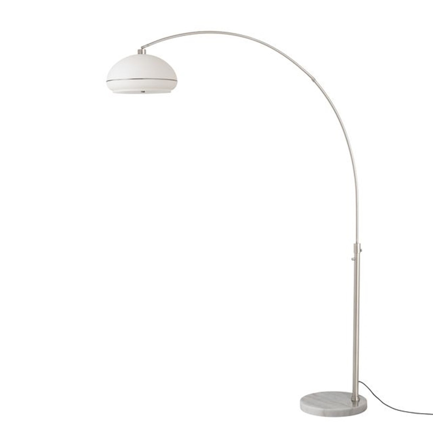 Nova California Simple Morelli 85in 1-Light Arc Lamp | Modern White Lucite Shade and Satin Nickel Steel Body | Living Room & | Model 2115822SN