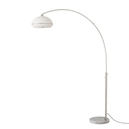 Nova California Simple Morelli 85in 1-Light Arc Lamp | Modern White Lucite Shade and Satin Nickel Steel Body | Living Room & | Model 2115822SN