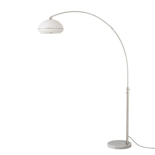 Nova California Simple Morelli 85in 1-Light Arc Lamp | Modern White Lucite Shade and Satin Nickel Steel Body | Living Room & | Model 2115822SN