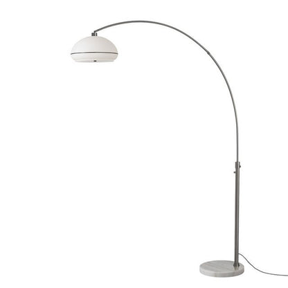 Nova California Tambo Morelli 92in 1-Light Arc Lamp | Modern White Lucite Shade and Black Nickel Steel Body, White Marble Base | Model 2115823BKN