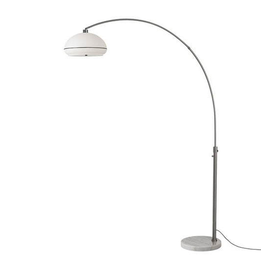 Nova California Tambo Morelli 92in 1-Light Arc Lamp | Modern White Lucite Shade and Black Nickel Steel Body, White Marble Base | Model 2115823BKN