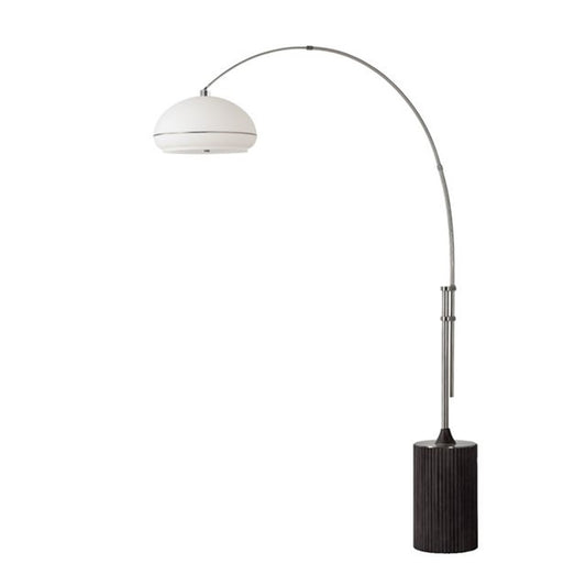 Nova California Tambo Morelli 92in 1-Light Arc Lamp | Mid-Century Satin Nickel and White Lucite | Living Room | 68 x 18 x 92 in | Model 2115834SN