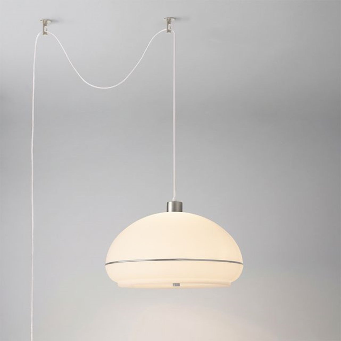 Nova California Morelli 18in 1-Light Swag Lamp | Modern Satin Nickel and White Lucite | Living Room & Bedroom | 11 x 18 x 11 in | Model 2115840SN