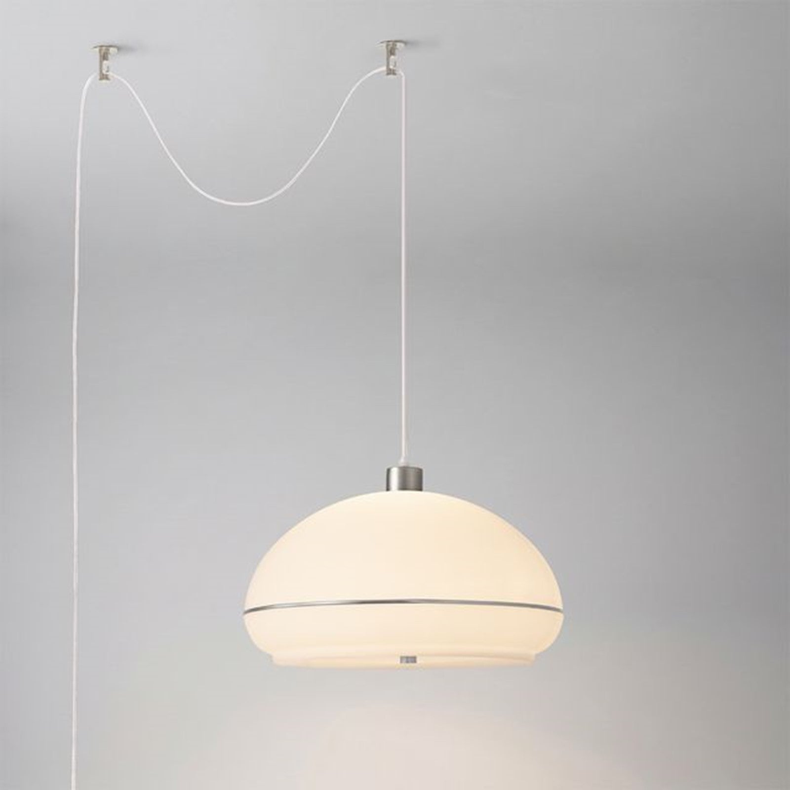 Nova California Morelli 18in 1-Light Swag Lamp | Modern Satin Nickel and White Lucite | Living Room & Bedroom | 11 x 18 x 11 in | Model 2115840SN