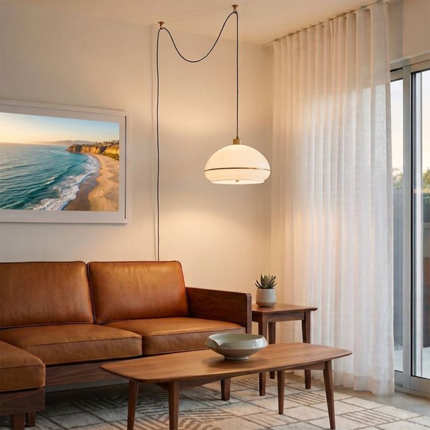 Nova California Morelli 18in 1-Light Swag Lamp | Modern Weathered Brass and White Lucite | Living Room & Bedroom | 11 x 18 x 11 in | Model 2115841WB