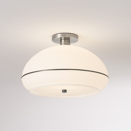 Nova California Morelli 17in 1-Light Flush Mount | Mid-Century Modern Satin Nickel and Black Nickel Lucite Shade | Hallway & | Model 2115842BKN