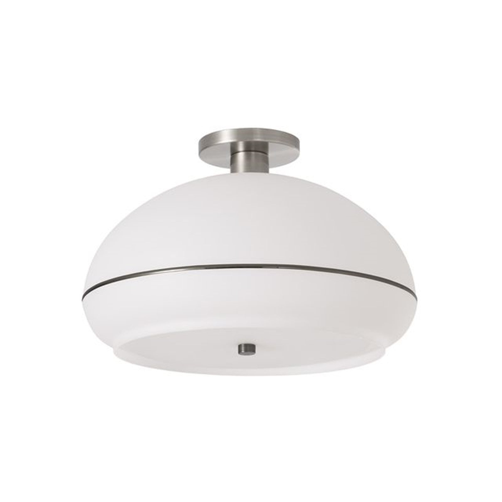 Nova California Morelli 17in 1-Light Flush Mount | Mid-Century Modern Satin Nickel and Black Nickel Lucite Shade | Hallway & | Model 2115842BKN