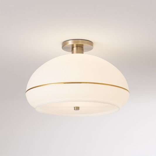 Nova California Morelli 17in 1-Light Flush Mount | Mid-Century Modern Weathered Brass and White Lucite | Bedroom & Hallway | Model 2115843WB