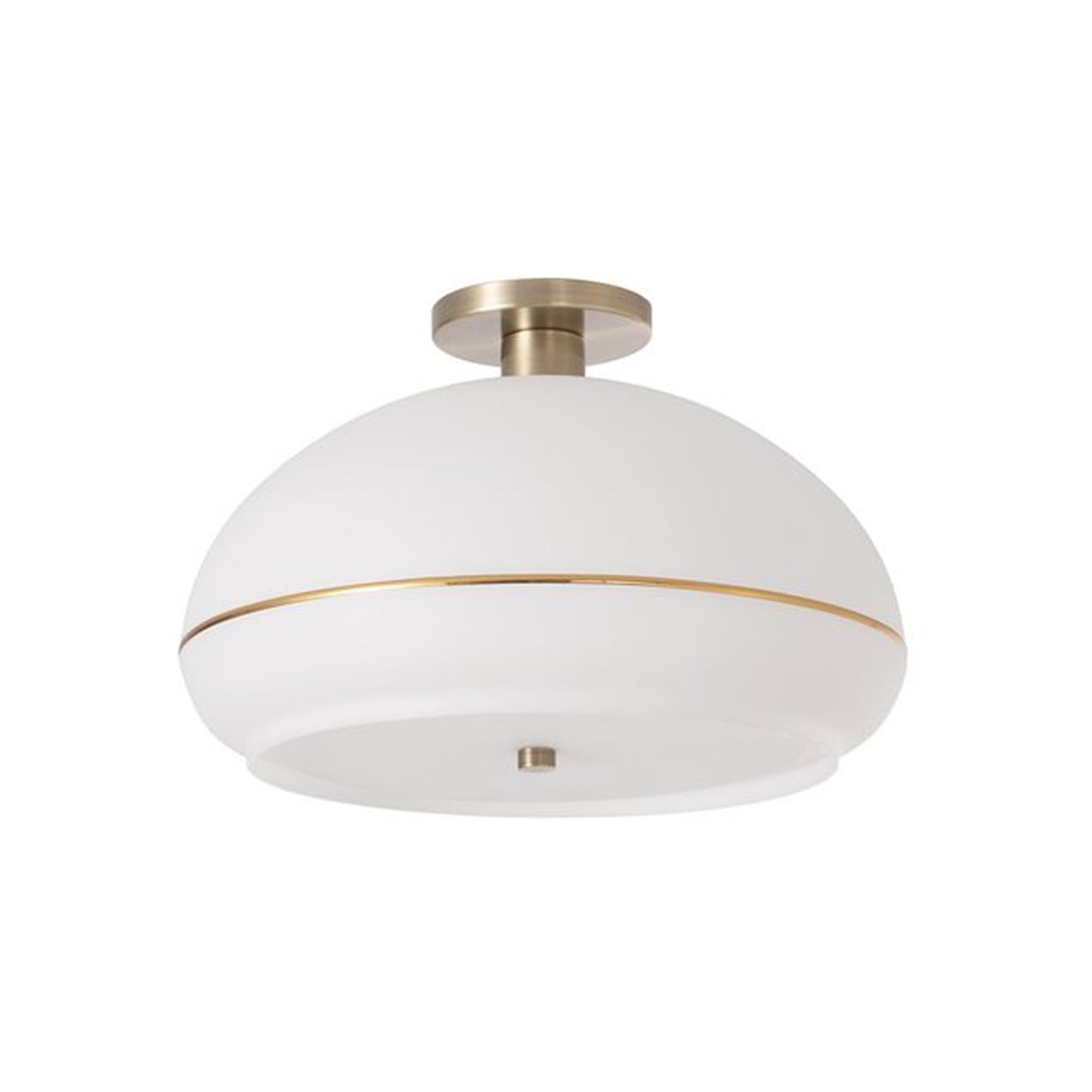 Nova California Morelli 17in 1-Light Flush Mount | Mid-Century Modern Weathered Brass and White Lucite | Bedroom & Hallway | Model 2115843WB