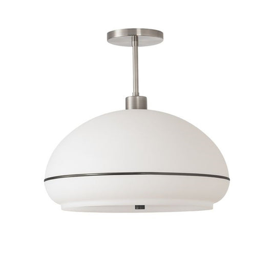 Nova California Morelli 68in 1-Light Semi Flush Mount | Mid-Century Satin Nickel and White Lucite | Living Room & Bedroom | Model 2115844BKN