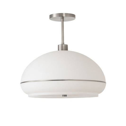 Nova California Morelli 68in 1-Light Semi Flush Mount | Mid-Century Satin Nickel and White Lucite | Living Room & Bedroom | Model 2115844SN