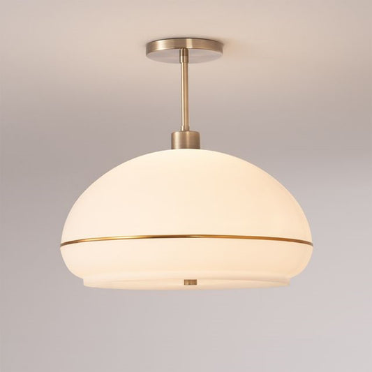 Nova California Morelli 17in 1-Light Semi-Flush Mount | Mid-Century Modern Weathered Brass and White Lucite | Bedroom & Dining Room | Model 2115845WB