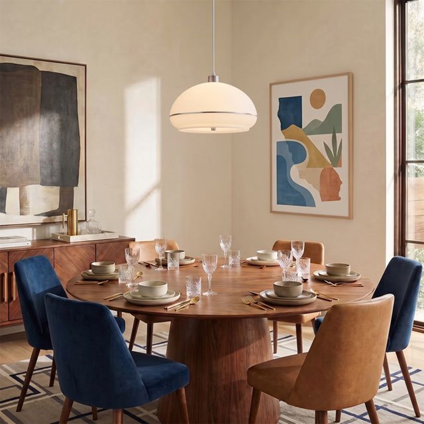 Nova California Morelli 15in 1-Light Pendant | Modern Satin Nickel and White Lucite | Kitchen Island & Dining Room | 15 x 15 x 10 in | Model 2115846SN
