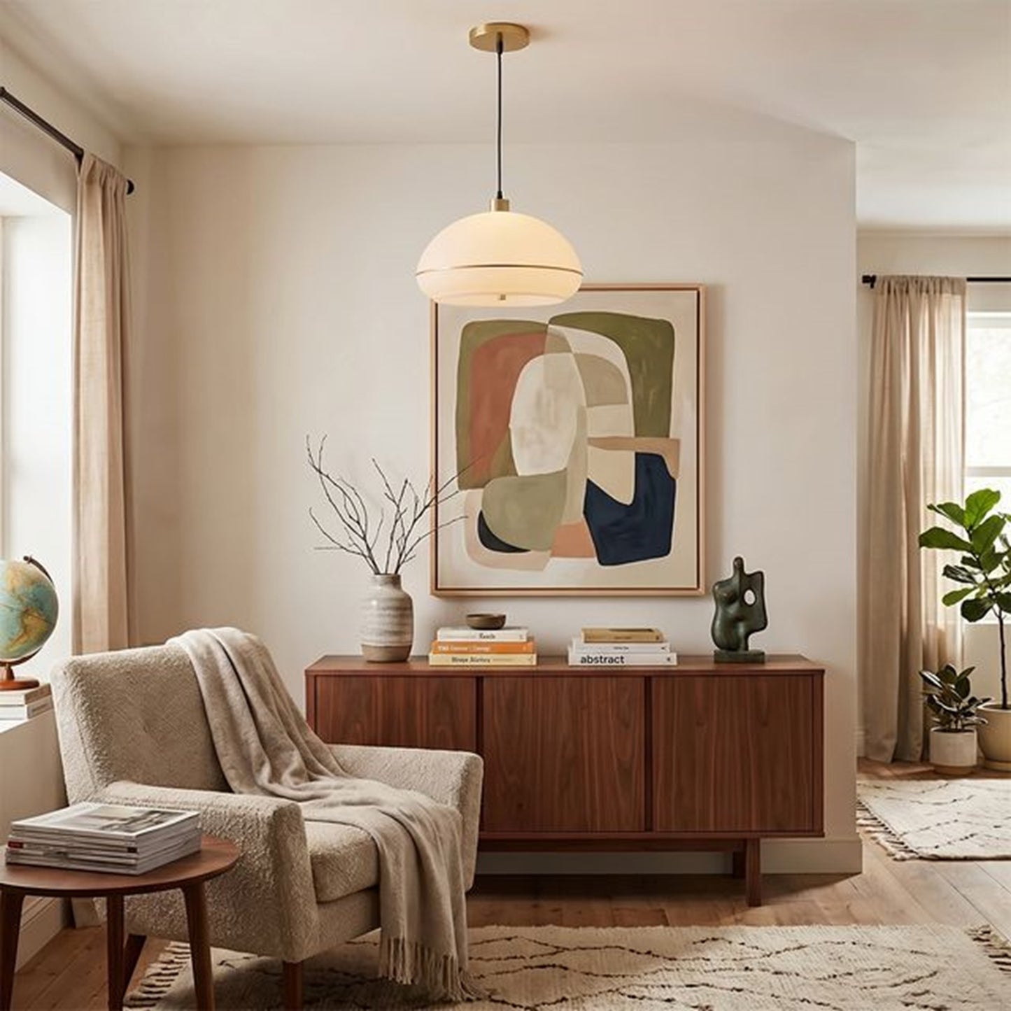 Nova California Morelli 15in 1-Light Pendant | Modern Weathered Brass and White Lucite | Kitchen Island & Dining Room | Model 2115847WB